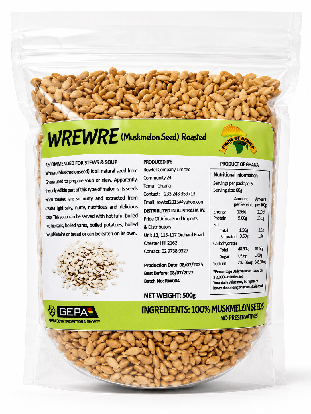 Roasted Wrewre (Muskmelon Seeds) 500g