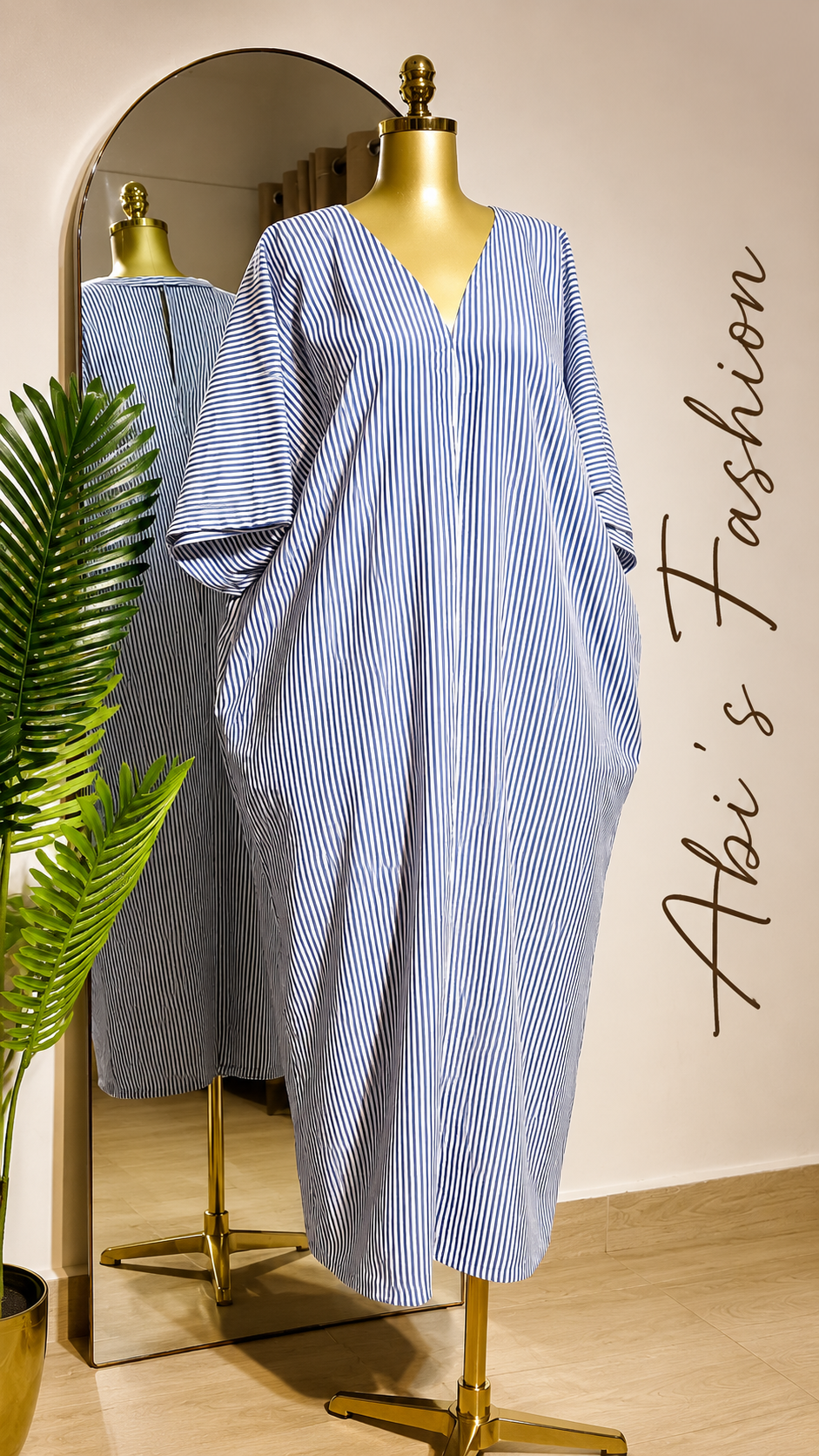 Blue and White Striped Bubu Dress