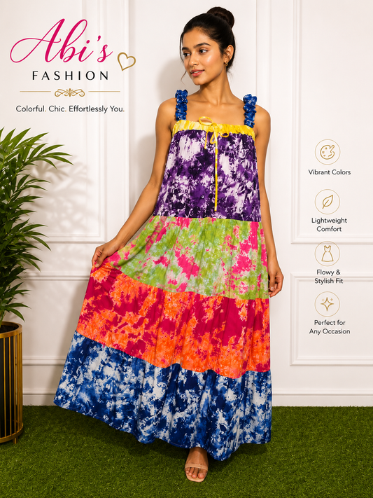 Vibrant Multicolor African Maxi Dress