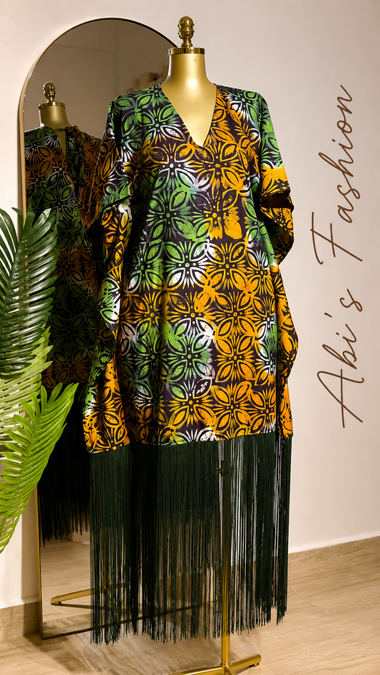 Multicolour Floral Fringe Bubu Dress