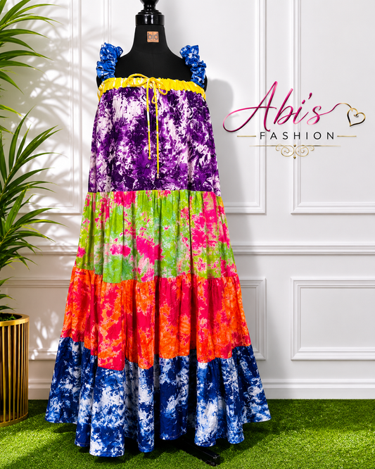 Vibrant Multicolor African Maxi Dress