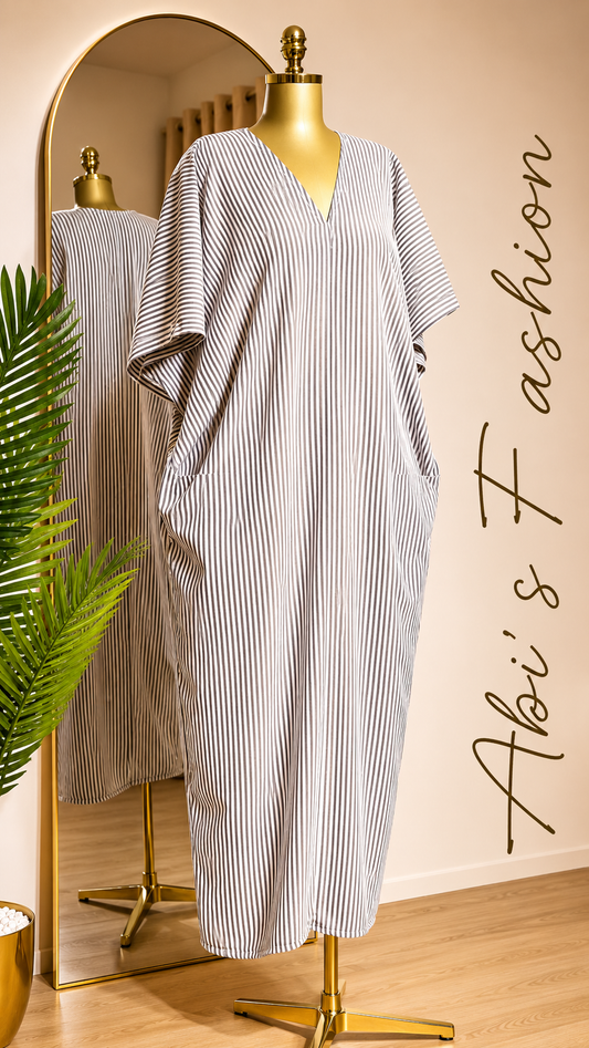 Black and White Striped Bubu Dress