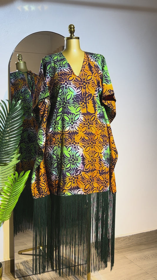 Multicolour Floral Fringe Bubu Dress